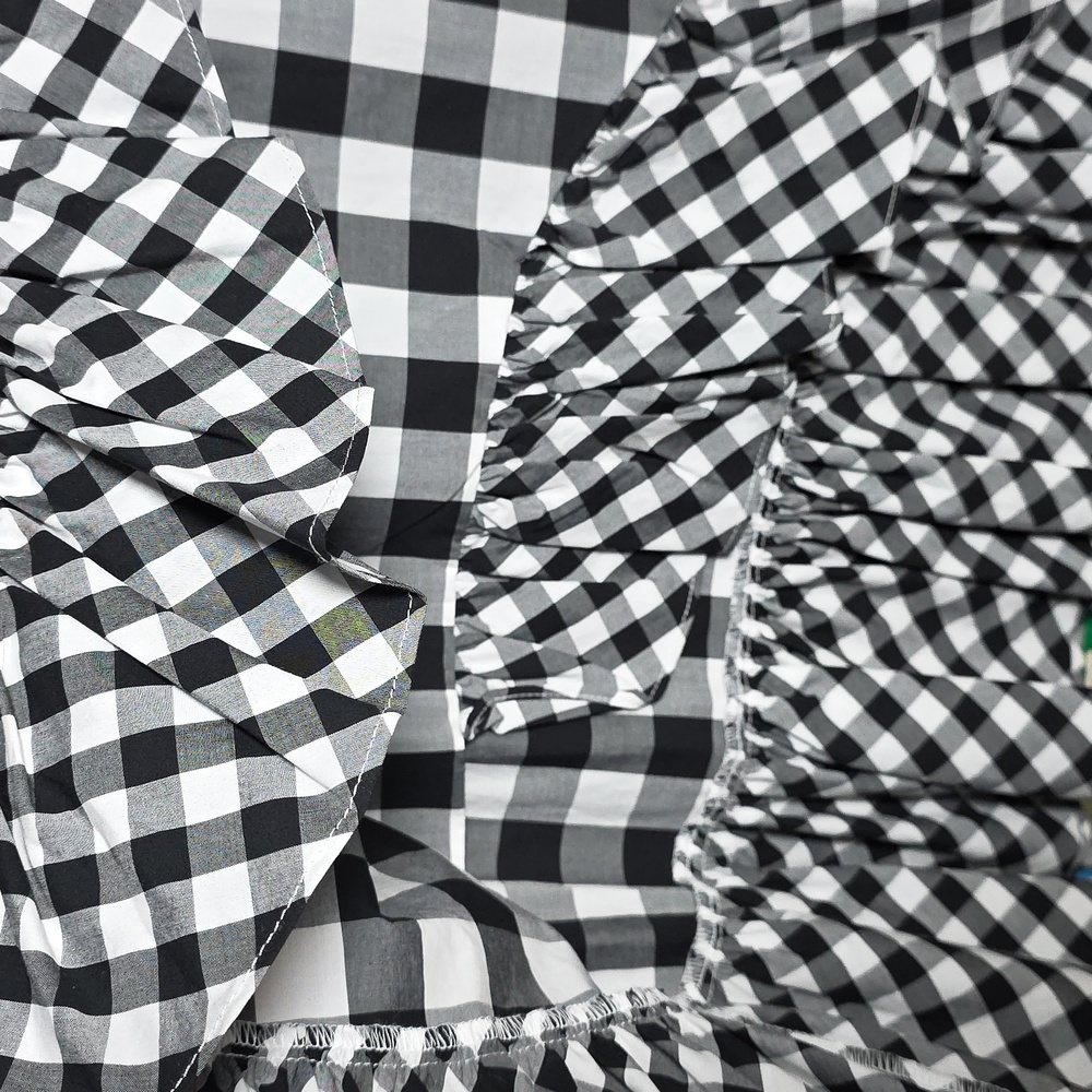 J. Crew Black And White Gingham Ruffle Skirt, Size 10 - Picture 6 of 10
